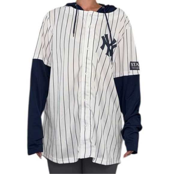Men's Navy and White Striped Jersey - Picture 1 of 9